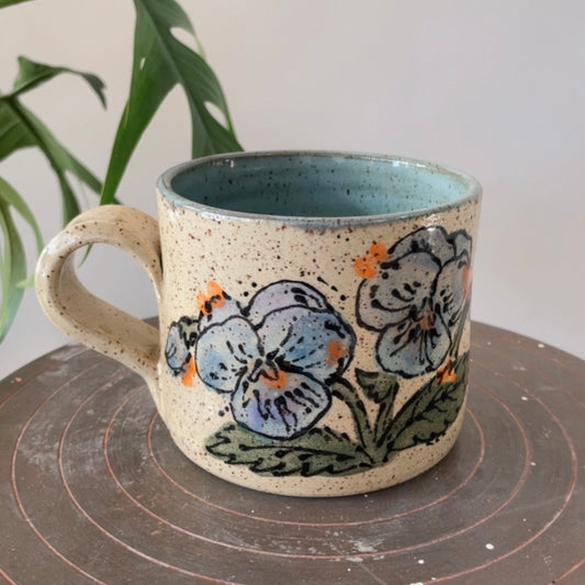 Fox sleeping & Pansy Mug 10oz