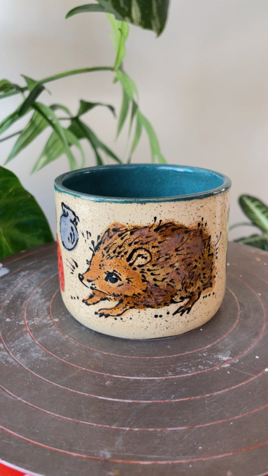Hedgehog and Strawberries Cup 8oz