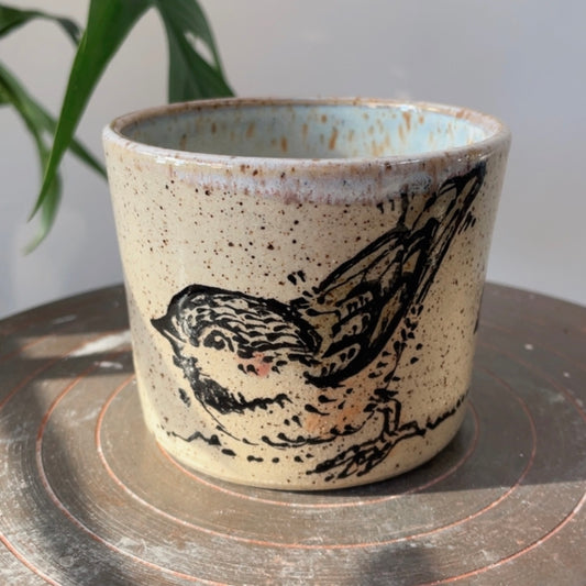 Chickadee Pansy Cup 8oz