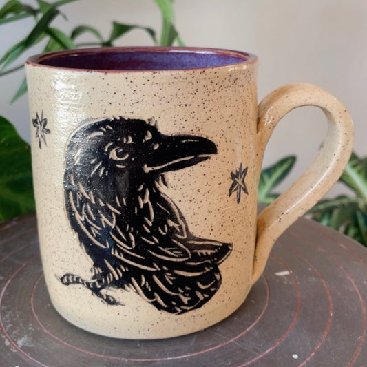 Carved Raven Mug