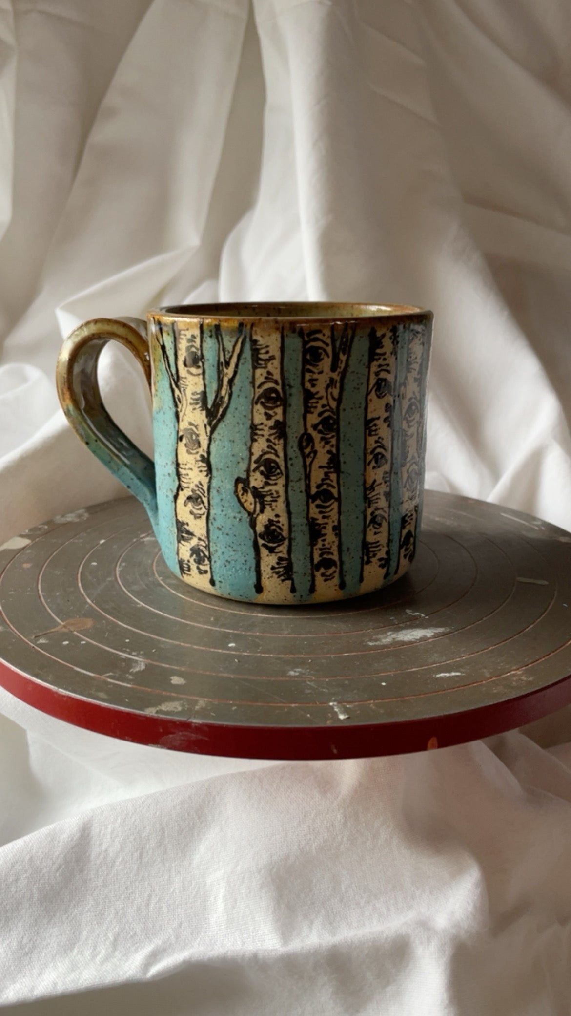 Nuthatch & Birch trees Tea Mug