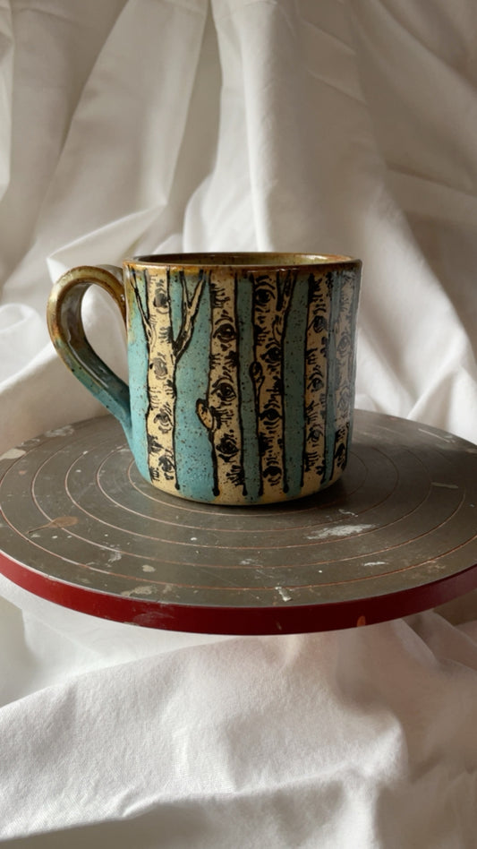 Nuthatch & Birch trees Tea Mug