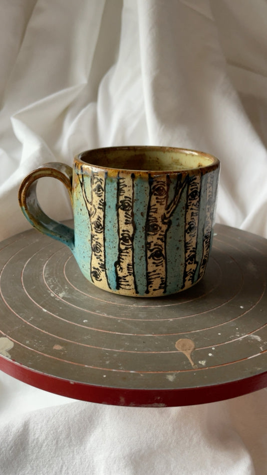 Chickadee in the Birch Cappuccino mug