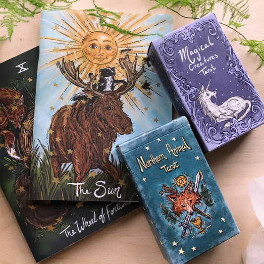 Bundle: Northern Animal + Magical Creatures Tarot Deck + Notebook Set