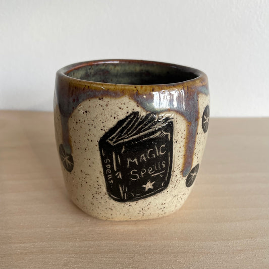 Grimoire+Cat+Skull Hand Crafted Mug