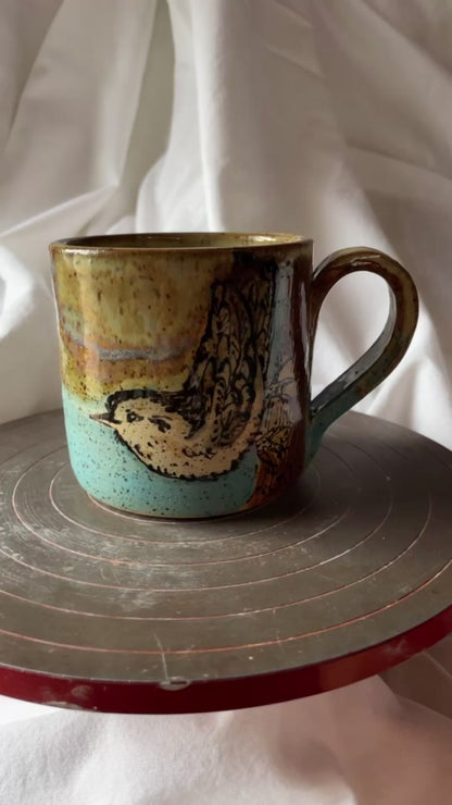 Nuthatch & Birch trees Tea Mug
