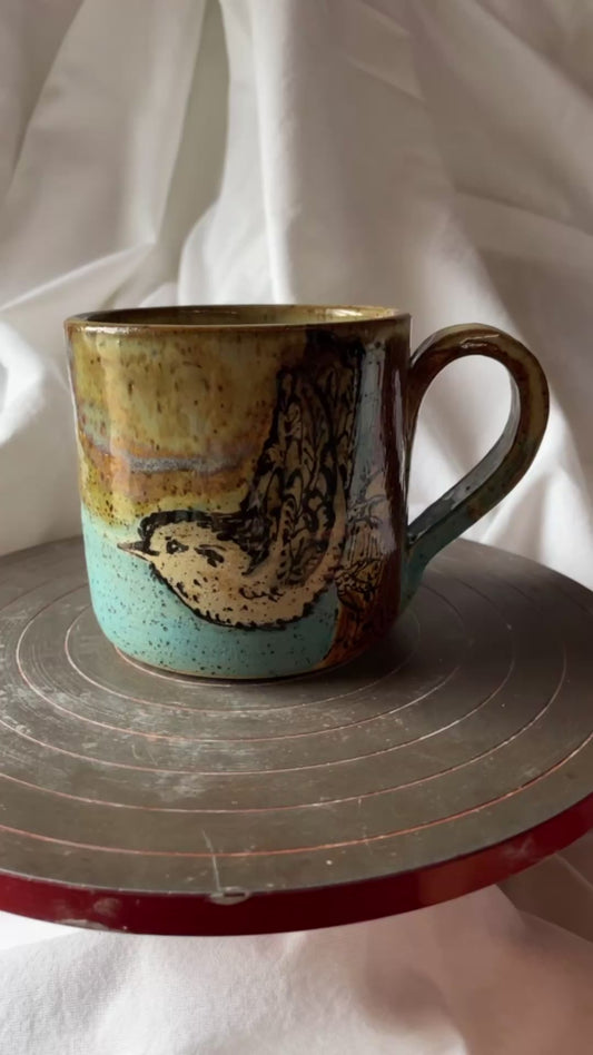 Nuthatch & Birch trees Tea Mug
