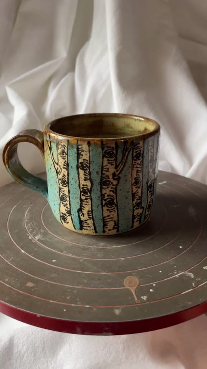 Chickadee in the Birch Cappuccino mug