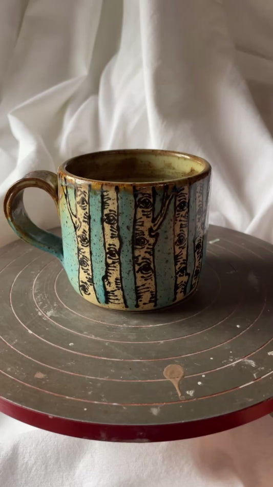 Chickadee in the Birch Cappuccino mug